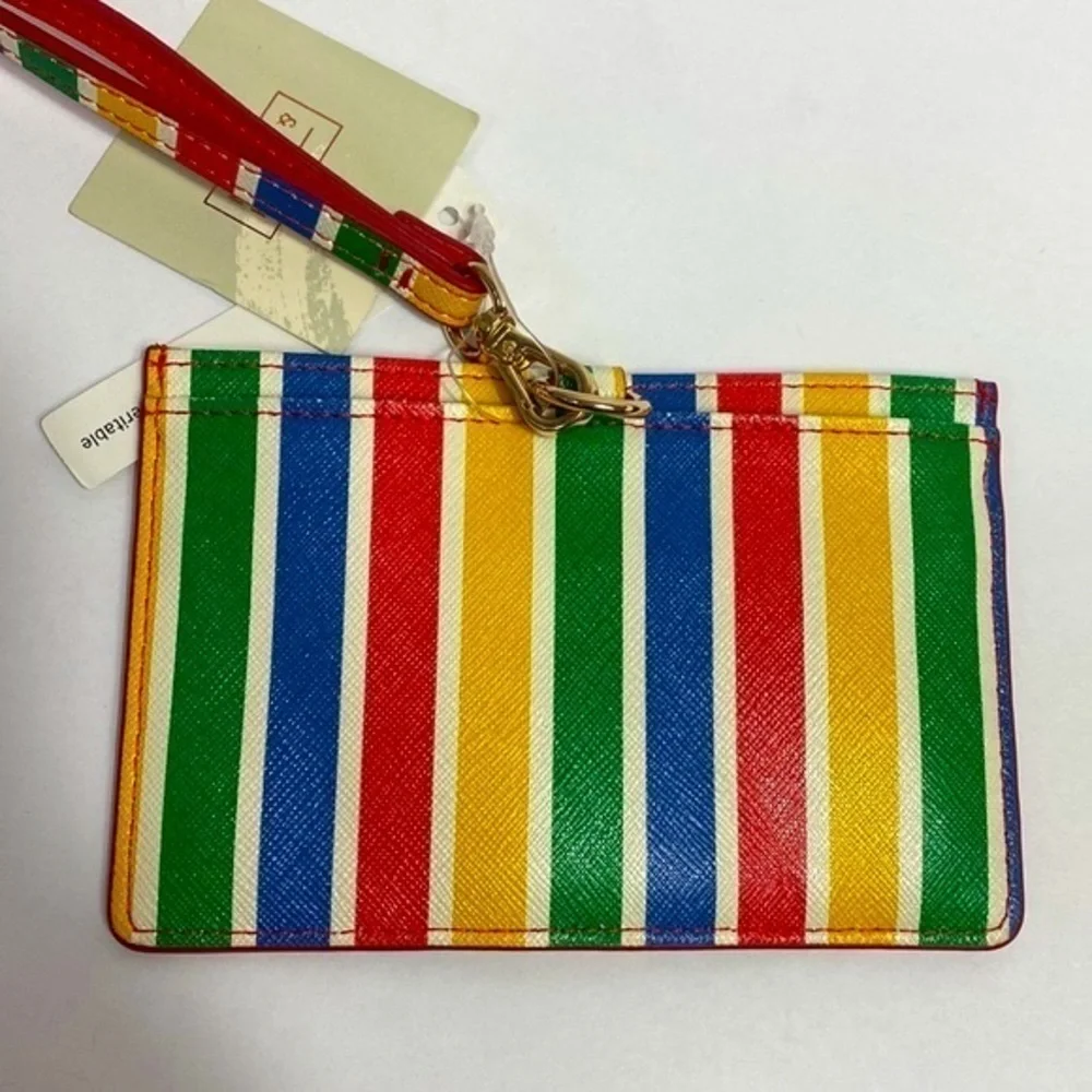 14th & Union rainbow stripe leather card ID holder NWT